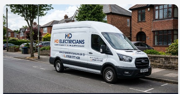 HD Electricians van — call us for free quotes