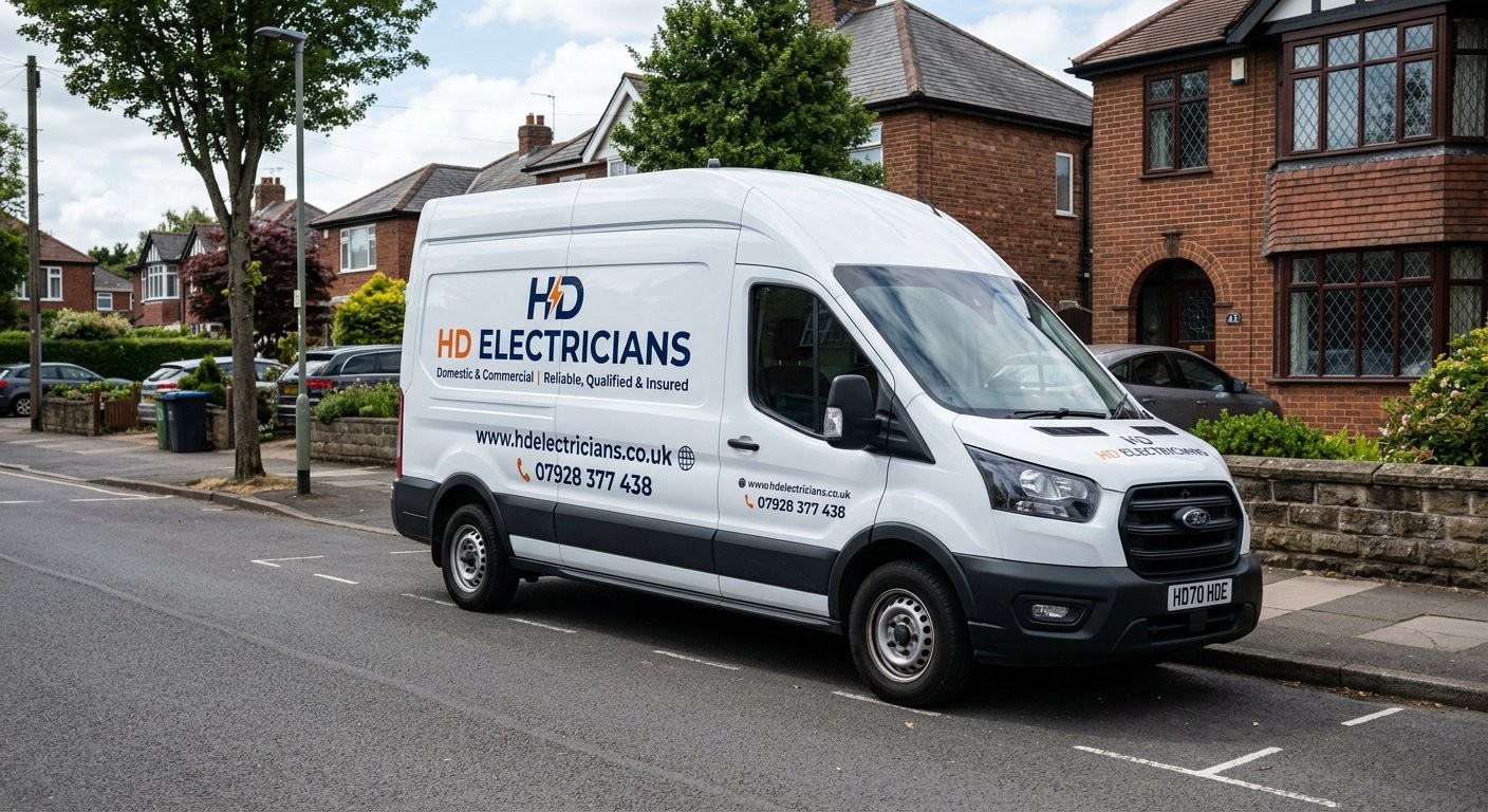 HD Electricians van on a local street